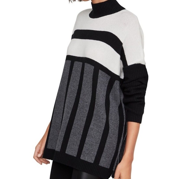 BCBGMaxAzria Color Block Funnel Neck Tunic Sweater Size XXS - Picture 3 of 10